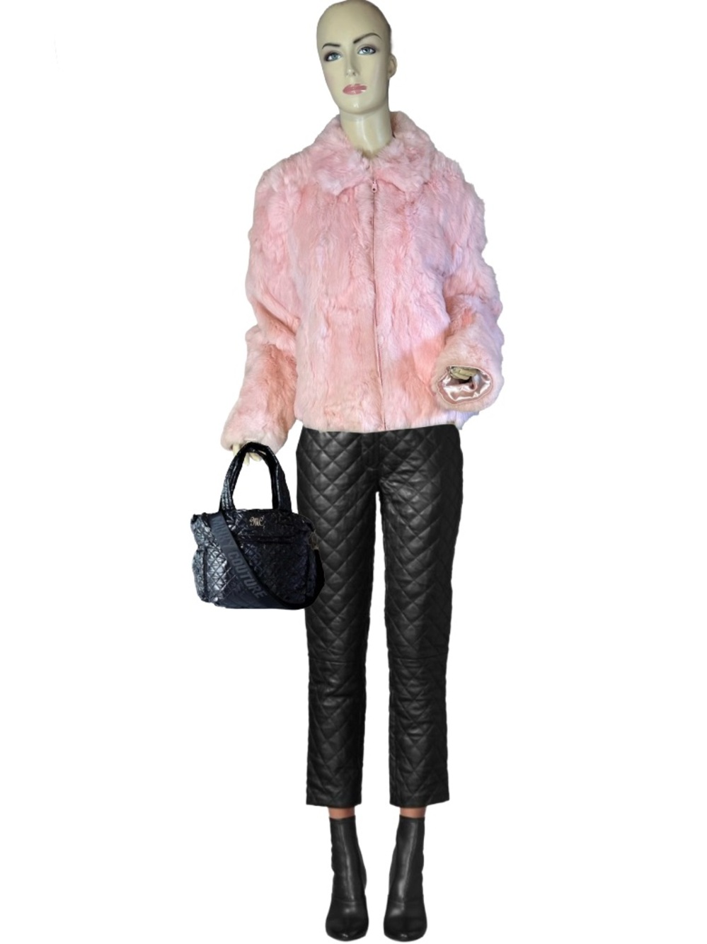 VINTAGE Y2K CHEBELLO PINK RABBIT FUR JACKET (2X)